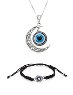 El Regalo 2 PCs Evil Eye Couple Jewelry Set- Evil Eye Big Leather Rope Necklace & Bracelet Set Best Friends/Besties/Couple- Women Men- Valentine's Day Gift (Evil Eye Jewelry Set- 3)