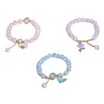 El Regalo 3PCs Opal Stone, Crystal Beads Tassel Bracelet With Cute Enamel Charms Star, Shell, Rainbow, Flowers, Swan, Pearls etc. for Kids/Girls/Teens/Women (Option-5)