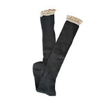 El Regalo Women Cotton Knit Boot Socks, Knee High Tube Socks with Lace Trim for women & Teens (Gray)