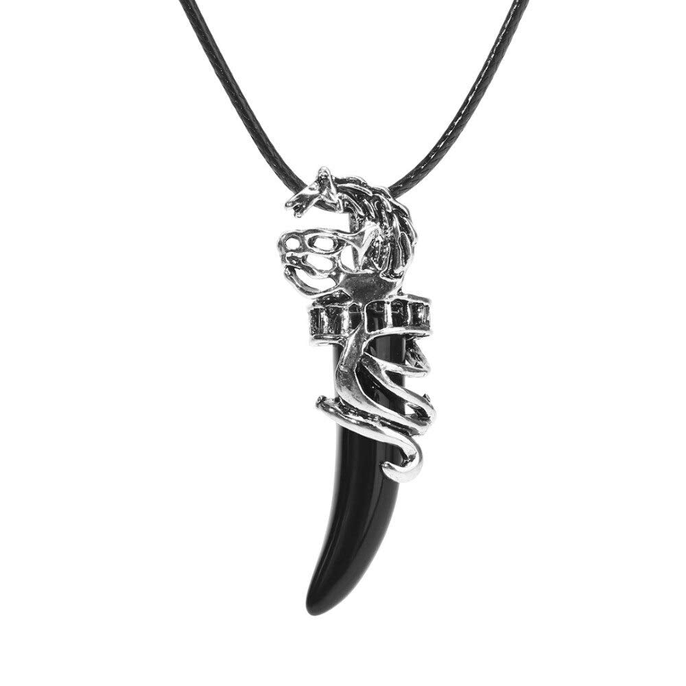 El Regalo Unisex Tooth Pendant Necklaces | Stainless Steel Crystal Pendant Adjustable Black Cord Unisex Necklace for Women & Men (Black)