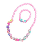 El Regalo 2 PCs Kids Girls Colorful Jewelry Sets - Kids Candy Color Beads Necklace & Bracelets Jewelry Sets for kids Girls & Toddlers (Multi Flower Pink Set)