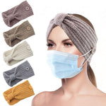 El Regalo Men's and Women's Woollen Knitted Winter Twist Warm Headband with Buttons for Face Mask Cover | Cold Weather Hair Accessories Head Wrap | (Grey)