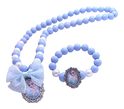 El Regalo Blue, White Princess Beads Necklace & Bracelet Jewelry Set for Girls