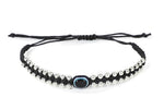 El Regalo Hand Woven Evil Eye Unisex Bracelet - Handmade with Golden & Silver Beads (Silver Black)