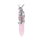 El Regalo Natural Quartz Stones Healing Point Bullet Pencil Point Shape Crystal Chakra Pendant Necklace - Perfect Valentines Day Gift for Girls & Women (Rose Quartz (Pink))