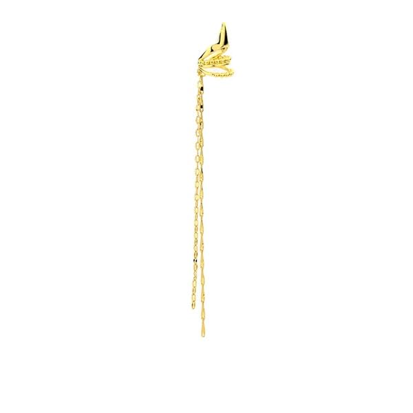 El Regalo Elegant Palace Style Elf Ear Cuff Clip-On Earrings - Non-Piercing Long Tile Tassel Chain Ear Cuff, Western Statement Ear Clips for Women & Teens (Gold)