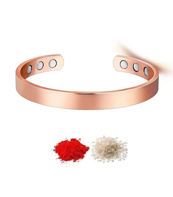 El Regalo 1 Copper OM Bracelet Rakhi for Brother/Bhai - Rakhi for Bhai with shagun, Rakhi Message Card in Rakhi Gift Box (Option-9) For Men