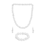 El Regalo Kids Girls Princess Jewelry Set - White Bead Necklace, Bracelet & Earrings for Girls