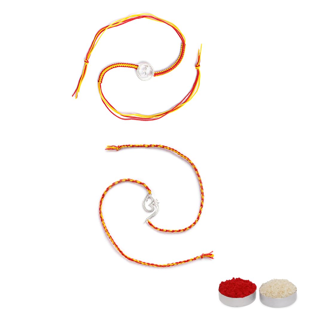 El Regalo 2PCs OM/Veera/Bhai Moli Thread Rakhi Set for Brother/Bhai/Bhaiya- Auspicious OM/Aum Mauli Rakhi with Roli Chawal, Rakhi Message Card in Rakhi Gift Box (2 OM Rakhis)