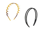El Regalo 2Pcs Unisex Plastic Tooth Hair Headbands Combo Set, Wavy Toothed Hairband, Headbands for Women Men Girls Boys- Non Slip Comb Headbands for Sports, Workout, Washing Face & Work (Option-2)