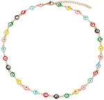 El Regalo Evil Eye Choker Necklace - Enameled Fashion Evil Eye Choker Necklace for Teen Girls & Women (Round Evil Eye Multi Color)