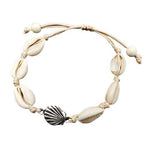 El Regalo Bohemian pattern Cowrie Beads Adjustable Anklet Bracelets for Girls & Women (Cream with a Charm)