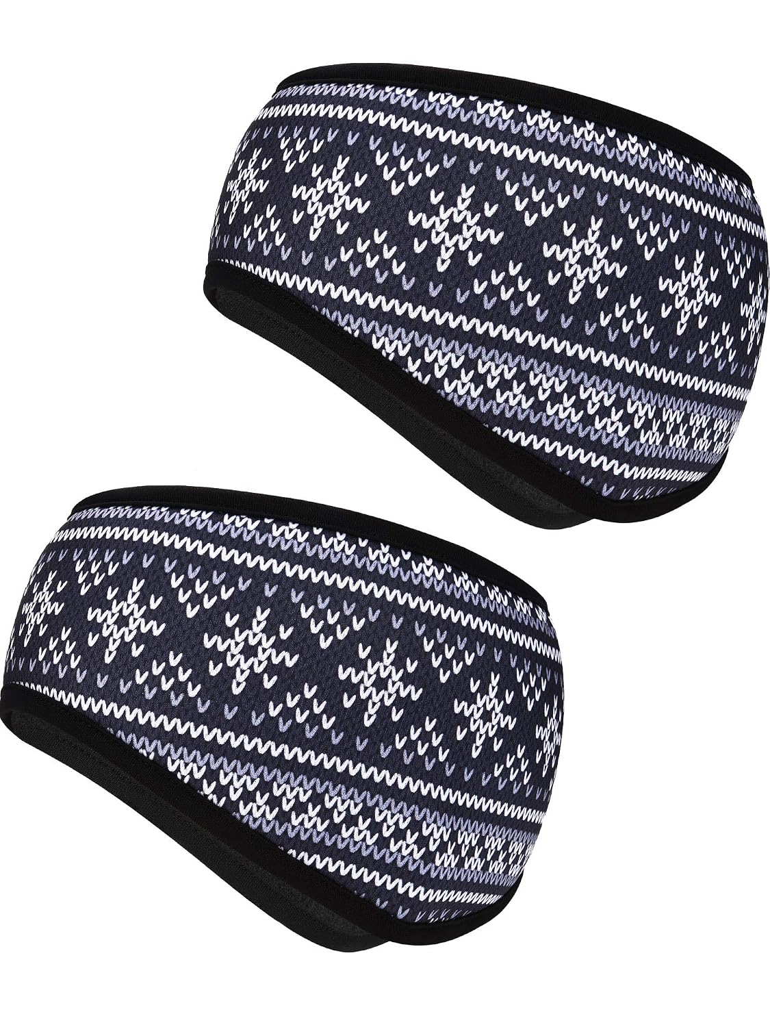 Boao 2 Pieces Ear Warmer Headbands Fleece Winter Headbands for Adult Kids Winter Supplies (Snowman Style)