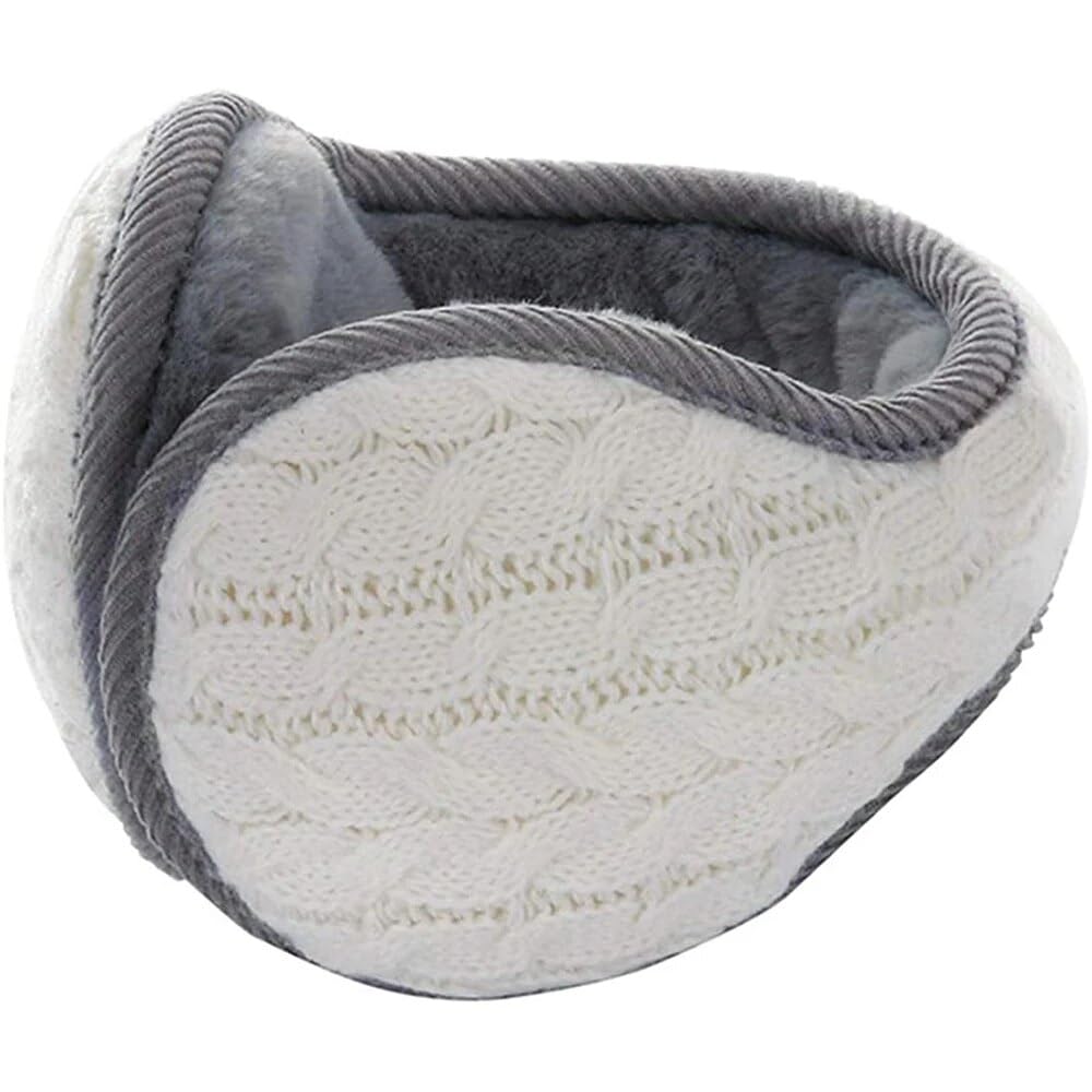 El Regalo 1PC Unisex Warm Knit Earmuffs- Winter Outdoor Fur Earwarmer, Foldable, Adjustable Wrap Ear Warmer for Girls/Boys/Men/Women (White)