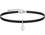 El Regalo Elegant Pendant Choker Necklace for Girls & Women- Stylish CZ Heart, Pearl, Cat, Bee & Flower Pendant Necklace (CZ Pearl)