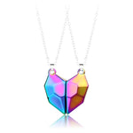 El Regalo 2 Pcs Magnetic Heart Couples Jewelry- 2 Pcs Glossy Heart Necklaces For Best Friends/Besties/Couples For Unisex Adult