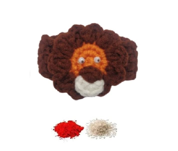 El Regalo Kids Rakhi- 1PC beautiful Hand Knitted Animals Kids Rakhi with, Rakhi Card in Rakhi Gift Box- Unique Adjustable, Soft, Knitted Rakhi for Babies/Toddlers/Kids (Tiger Knitted Rakhi)