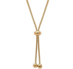 El Regalo Women's Stainless Steel Slider Tie Necklace- Anti-Tarnish/Waterproof Fashion Snake Chain Sliding Beads Necklace (Gold)