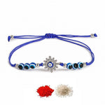 El Regalo 1PC Evil Eye Rakhi for Bhai/Bhabhi/Bhai/Bhatija/Bhatiji- Fancy Evil Eye Rakhi with Roli Chanwal, Rakhi Card in Rakhi Gift Box (Option-5)