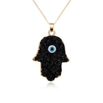 El Regalo u Evil Eye Resin Druzy Hamsa Hand Pendant Necklace for Girls & Women | Evil Eye Modern Pendant Necklace (Black)
