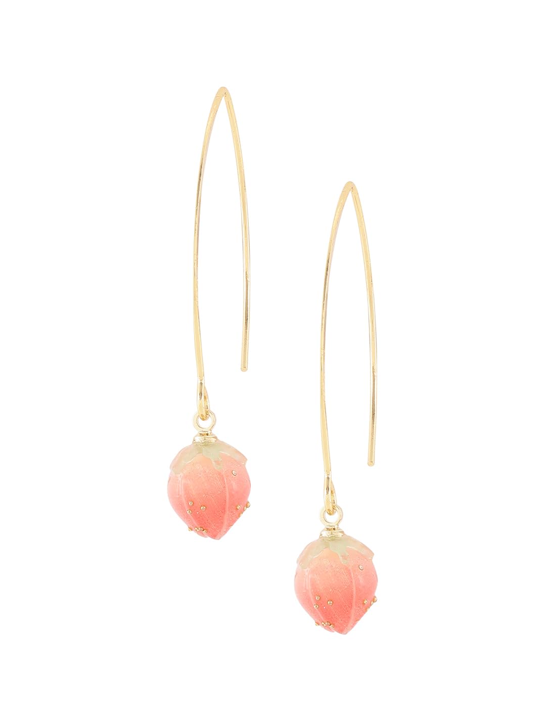 El Regalo Cute & Elegant Flower Bud Drop Long Hook Earrings- Super Elegant & Classy Gradient Color Flower Bud Earrings for Girls & Women, Contemporary Design (Fire Orange)