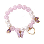 El Regalo 1PC Butterfly, Love Heart, Bow, Flower Charms Crystals Beads Bracelet for Girls - Fashion Bracelets for Girls/Women (Purple)