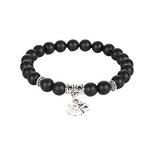 El Regalo OM Charm Healing Yoga 8mm Beads Stretchable Bracelets for Men/Women | OM Yoga Spiritual Jewelry (Black)