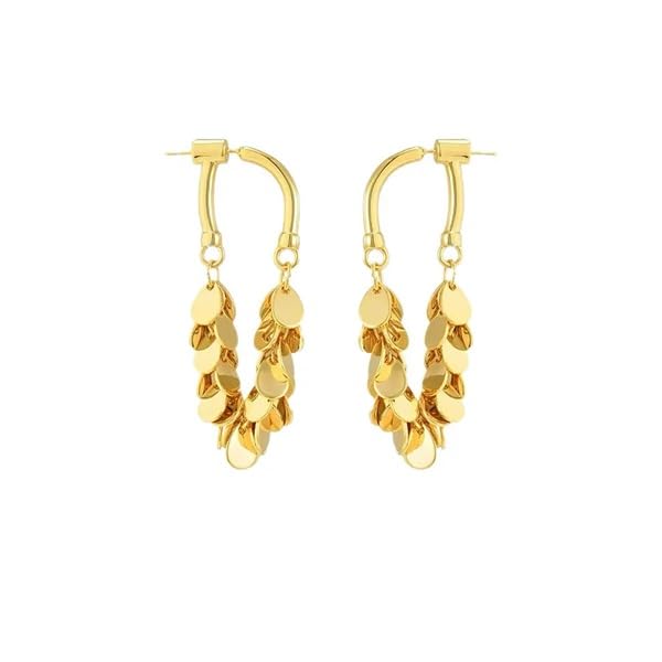 El Regalo Western Golden Coin Pendant Hoop Earrings - Classic Hoops with Light Disc Charms - Elegant and Versatile Jewelry for Women - Luxurious and Sophisticated Design (Front Back Tassel Hoop)