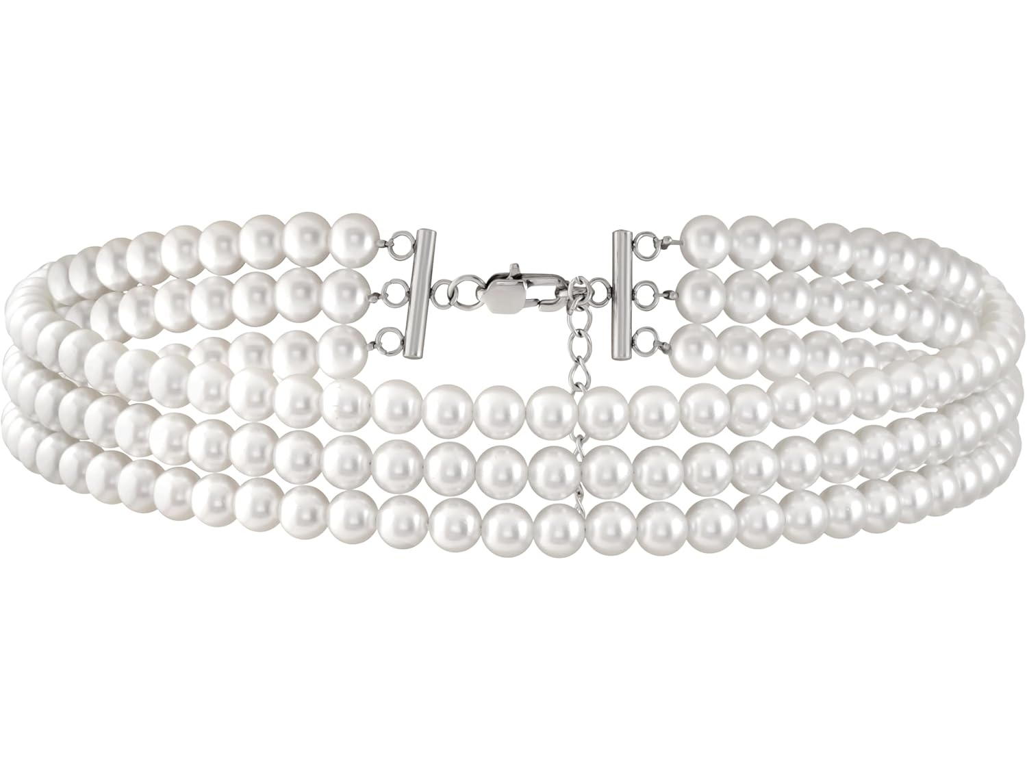 Sacina Boho 1920s Layered 3 Row Imitation Pearl Choker Necklace, Pearl Choker Necklaces for Women, Bridal Necklace, Costume Jewelry, Christmas Jewelry Gift for Women, White