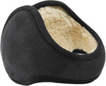 El Regalo 1PC Unisex Warm Knit Earmuffs- Winter Outdoor Fur Earwarmer, Foldable, Adjustable Wrap Ear Warmer for Girls/Boys/Men/Women (Black Fleece)
