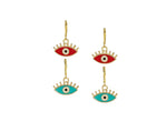 El Regalo 2 Pairs Cute Evil Eye Enameled Hoop Earrings - Gold Plated Dainty Evil Eye Hypoallergenic Fashion Earrings for Girls & Women (Option-1)