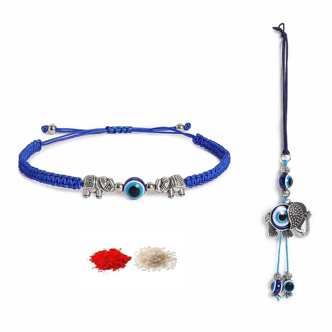 El Regalo 2 PCs Evil Eye Couple Rakhi Set for Bhaiya and Bhabhi- Bhaiya Bhabhi Luma Rakhi Set- Brother/Bhabhi Rakhi Combo For Unisex Adult