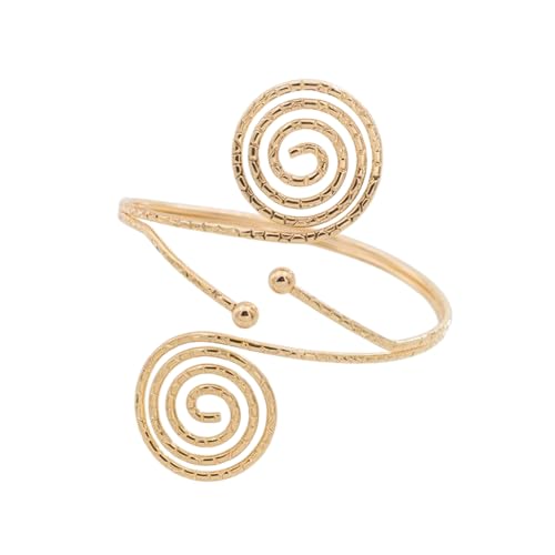 El Regalo Spiral Textured Armelet- Spiral Upper Arm Cuff Bracelet Open Upper Arm Bangle Bracelet Simple Adjustable Armband Jewelry for Women Swirl Coil Upper Arm Band Cuff Bracelet (Style-2)