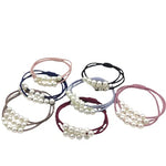 El Regalo Set of 5 Knotted Elastic Pearls Hair Ties Rubber Band Ponytail Holder for Girls/Kids/Women (5 Pearls Multi Layers Rubber bands)
