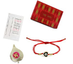 El Regalo Rakhi for Babies/Kids - beautiful Evil Eye Heart Nazaria Rakhis for Little Brother/Niece/Nephew with shagun, Rakhi Message Card in Rakhi Gift Box (Red Heart Evil Eye Kids Rakhi)