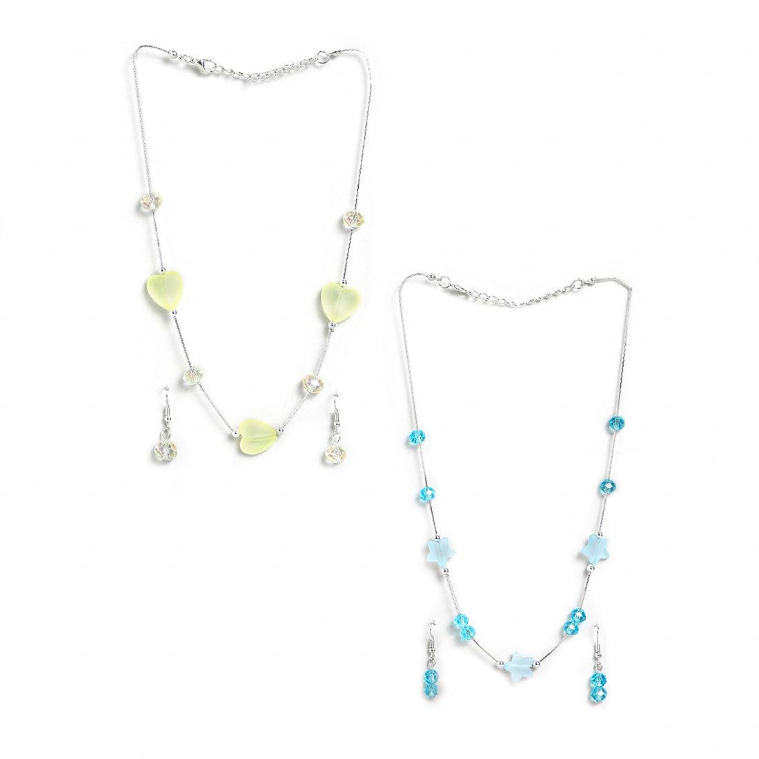 El Regalo Kids Jewelry Combo Set of 2 Necklaces & 2 Earrings Pairs- Shimmering Crystals Beads Necklace & Earrings Jewelry Set for Kids/Girls & Teens (Option-1)