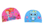 El Regalo 2 PCs Swim Cap Kids/Toddlers, Comfortable Breathable Polyester Fabric Swimming Caps Cute Cartoon Dolphin, Shark, Owl, Mermaid Fairy, Unicorn, Giraffe Swim Caps (Mermaid & Blue Owl)