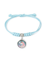 El Regalo 1PC Cute Girls Kids Unicorn Bracelet- Adjustable Hand Braided Floral Unicorn Rope Bracelets for Girls (Sky Blue Floral Unicorn)