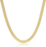 El Regalo Titanium Stainless Steel Flat Cuban Chain Link Braided Choker Chain Necklace for Women Teen- Gold Anti Tarnish Chunky Snake Choker Elegant Jewelry