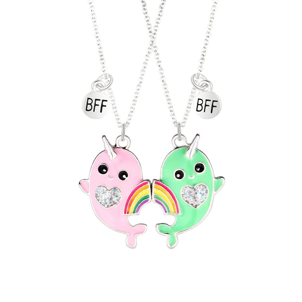 El Regalo Best Friend Forever 2Pcs-Split Magnetic Matching Bff Pendant Necklaces Set- Unicorns, Whales, Koalas Pendant Friendship Necklaces For Girls (Whales Bff Necklace)