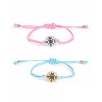 El Regalo 2pcs/set Pink & Blue Best Friends Handmade Woven Rope Thread Braided Bracelet with Spray Lacquer Accessories For Kids/Girls/Teens (Compass Bracelets)