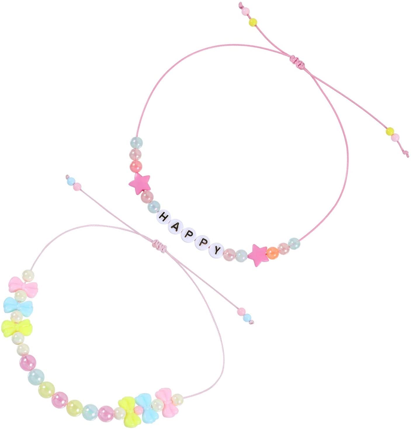 El Regalo 2 PCs Cute Handmade Princess Necklaces for Girls/Kids/Toddlers | Adjustable Beaded Princess 2 Necklaces Set for Girls/Kids