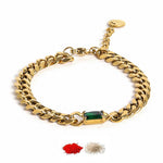 El Regalo 1 PC Stainless Steel Cuban Chain Bracelets Rakhi for Brother | 1 PC Anti Tarnish Stone Bracelet Rakhi with Roli- Chanwal, Message Card in Rakhi Gift Box for Bhai/Bhaiya (Green Stone Rakhi)