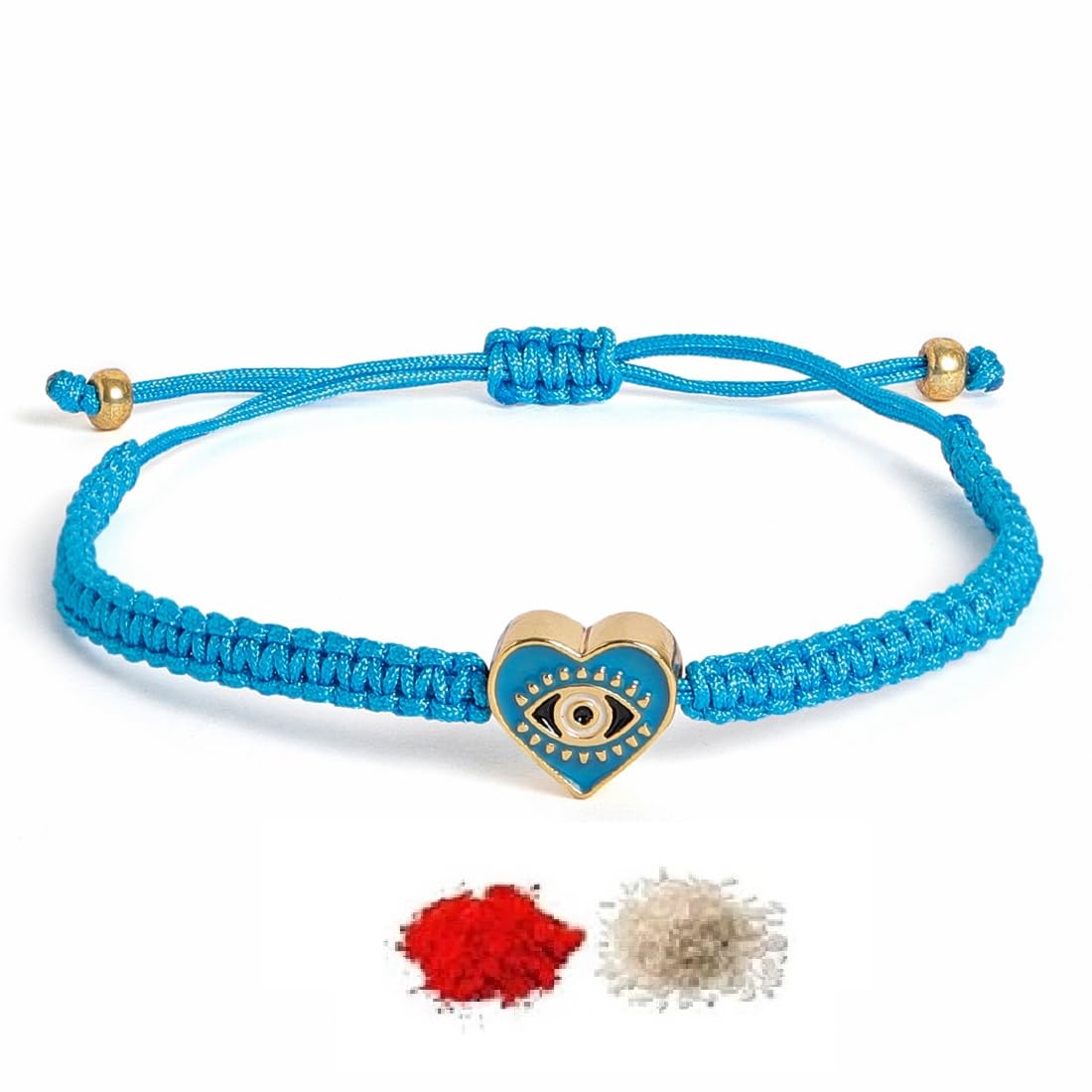 El Regalo 1 PC Heart Evil Eye Nazaria Rakhi for Brother- 1 PC Rakhi, Shagun Pack & Rakhi Message Card in Gift Box - Rakhi for Bhai/Bhabhi/Bhatija/Bhatiji (Light Blue Heart Evil Eye)