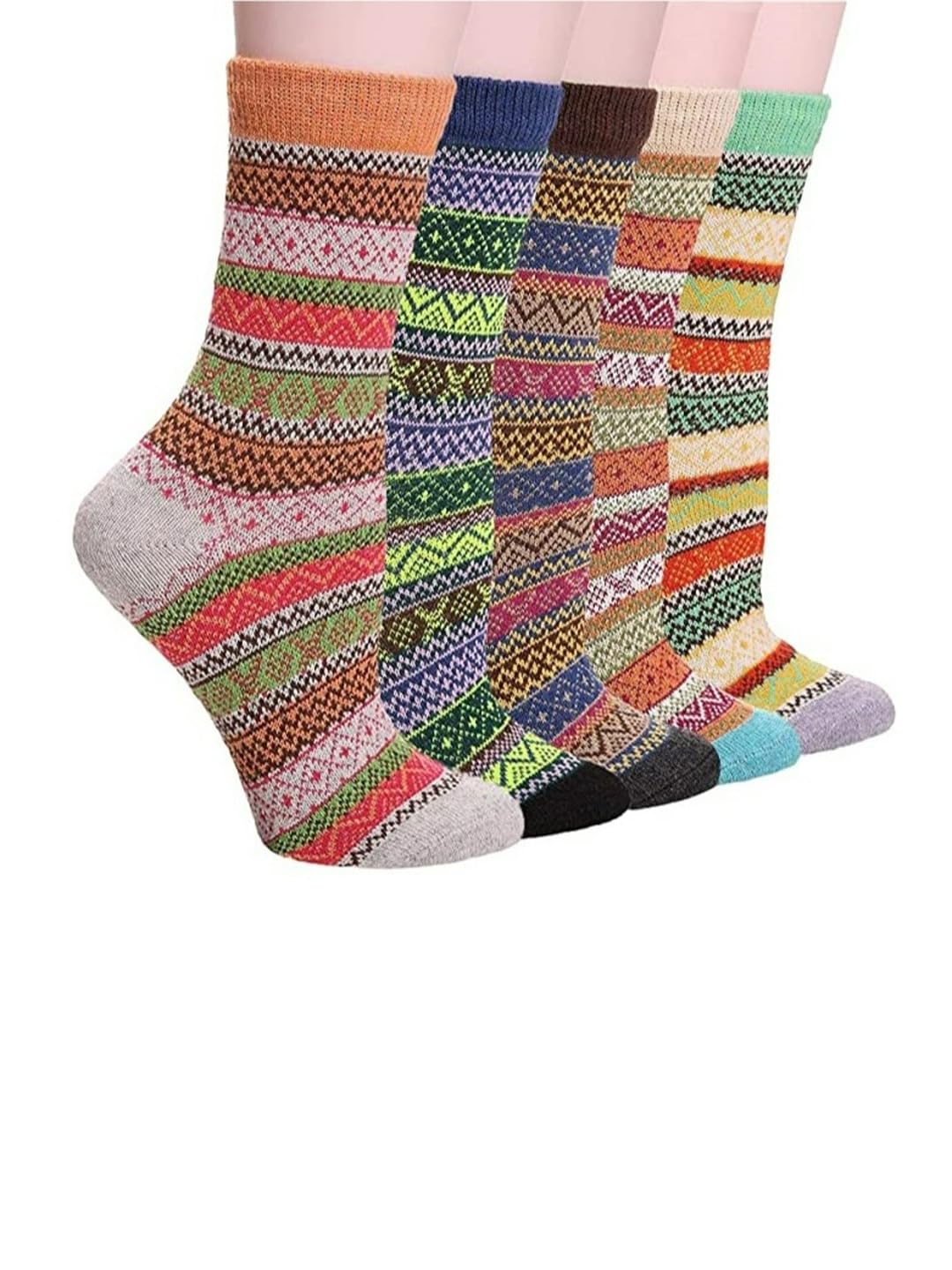 EL REGALO Unisex Pack Of 5 Multicoloured Patterned Calf-Length Socks