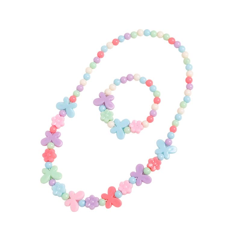 El Regalo 2 PCs Kids Girls Colorful Jewelry Sets - Kids Candy Color Beads Necklace & Bracelets Jewelry Sets for Girls & Toddlers (Colorful Butterfly Set)