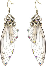 El Regalo Gorgeous Butterfly Wings Earrings - Handcrafted Colorful Austrian Crystal Hook Earrings for Women & Girls | Fantasy Fairy Dangle Earrings | Elegant Jewelry (Grey with Gold Finish)