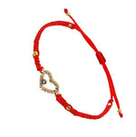 El Regalo 1 PC Evil Eye Bracelet - Designer Evil Eye Charms Handmade Unisex Adjustable Bracelets for All -Girls, Boys, Men & Women (Red Heart Evil Eye)