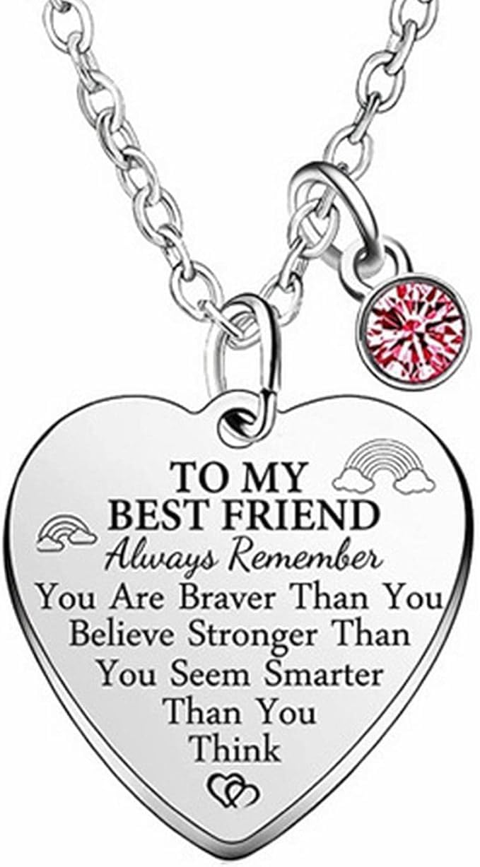 El Regalo "To My Best Friend/To My Bestie Heart Pendant Necklace for Kids, Girls, Women - Stainless Steel, Anti-Tarnish, Waterproof, CZ Charm & Butterfly Embellished Necklace (To My Best Friend)