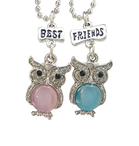 El Regalo 2 PCs Best Friends Owls Charm Unisex Necklaces | Friendship Jewelry for Girls & Boys